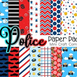 Police Digital Paper / Digital Paper / Police Officer Party / Police Birthday / Police Officer Paper Pack / Police Nursery / Police Retire
