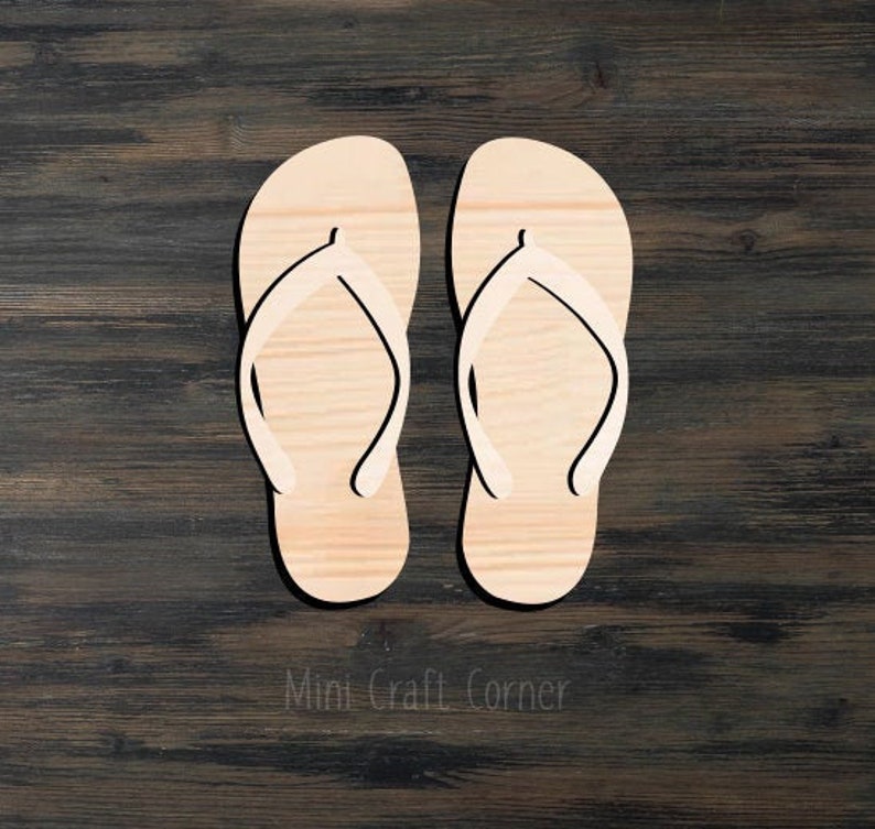 Flip Flops Wooden Cutout / Summer Sign / Summer Door Sign / Flip Flops Cutouts / Wooden Flip Flops / Flip Flop Shapes / Summer Cutout image 1