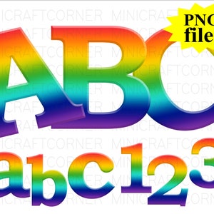 DIGITAL Rainbow Letters / Rainbow Letters PNG / Letters PNG / Sublimation Rainbow Letters Print / Pride / Pride Font / Rainbow Font /Clipart