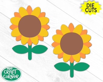 Sunflower Die Cuts, Flower Die Cuts, Flower Paper Cutout, Floral Die Cuts for Crafts, Scrapbooking, Bulletin Board Decor, Spring Party Decor