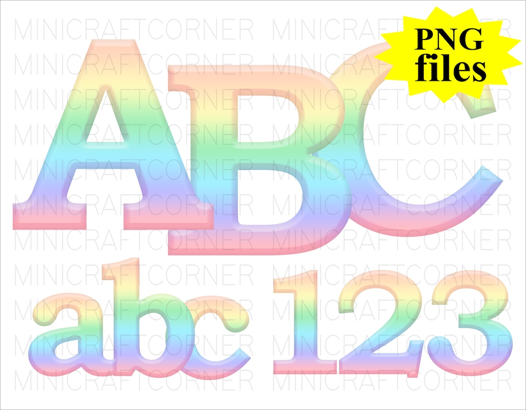 DIGITAL Rainbow Letters / Rainbow Letters PNG / Letters PNG