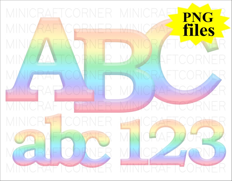 DIGITAL Rainbow Letters / Rainbow Letters PNG / Letters PNG / Sublimation Rainbow Letters Print / Pride / Pride Font / Rainbow Font /Clipart image 1