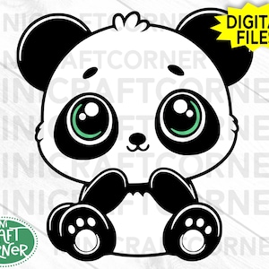 Clipart de Panda DIGITAL / Panda sentado / Clipart de Panda lindo / Clipart de Panda bebé / Panda SVG / Panda bebé SVG / Cumpleaños de Panda / Oso bebé