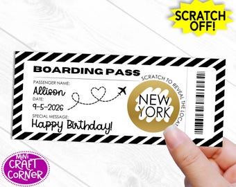 Vacation Surprise Scratch Off Boarding Pass, Surprise Trip Reveal Ticket, Travel Gift Boarding Pass, Vacation Announcement Gift