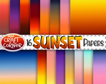 DIGITAL Ombre Sunset Papers / Digital Paper / Ombre Paper / Printable Paper / Ombre Design / Ombre Scrapbook Paper / Purple blue ombre /
