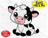 DIGITAL Cow Clipart / Cow Sitting / Cute Cow Clipart / Baby Cow Clipart / Cow SVG / Baby Cow SVG / Cow Birthday / Farm Clipart / Farm Svg