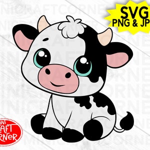 Clipart DIGITAL de vaca / Vaca sentada / Clipart de vaca fofa / Clipart de vaca bebê / SVG de vaca / SVG de vaca bebê / Aniversário de vaca / Clipart de fazenda / Fazenda Svg