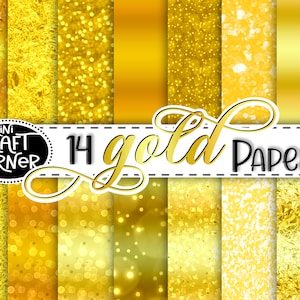 Papel digital dorado / Papel digital dorado / Papel dorado amarillo / Papel digital dorado / Papel digital dorado con purpurina / Papel digital con purpurina
