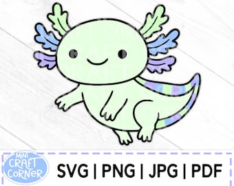Pastel Axolotl Svg Bundle, Axolotl Png Files, Cute Axolotl Clipart, Pdf Jpg Digital Download, Kawaii Animal Designs, Rainbow Axolotl