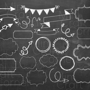 Digital PNG Chalk Outlines / Chalkboard Sign / Chalkboard Clipart / Chalkboard Frames / Chalk / Chalkboard Graphics / Frame Clipart / Arrows