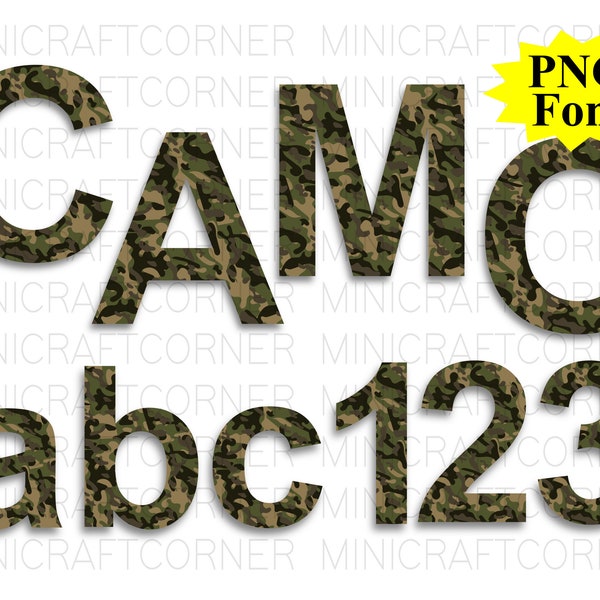 DIGITALE Camo-Buchstaben / Camo-Buchstabe PNG / Buchstaben PNG / Sublimation Camo-Druck / Camoflage-Buchstaben / Armee-Schriftart / Armee-Buchstaben / Militär-Schriftart