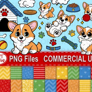 DIGITALE Corgis Clipart / Corgis Clipart Set / Welpe Clipart / Welpe Party / Party Clipart / Hund PNG / Welpe PNG / Welpe Kunst / Hunde Dekor