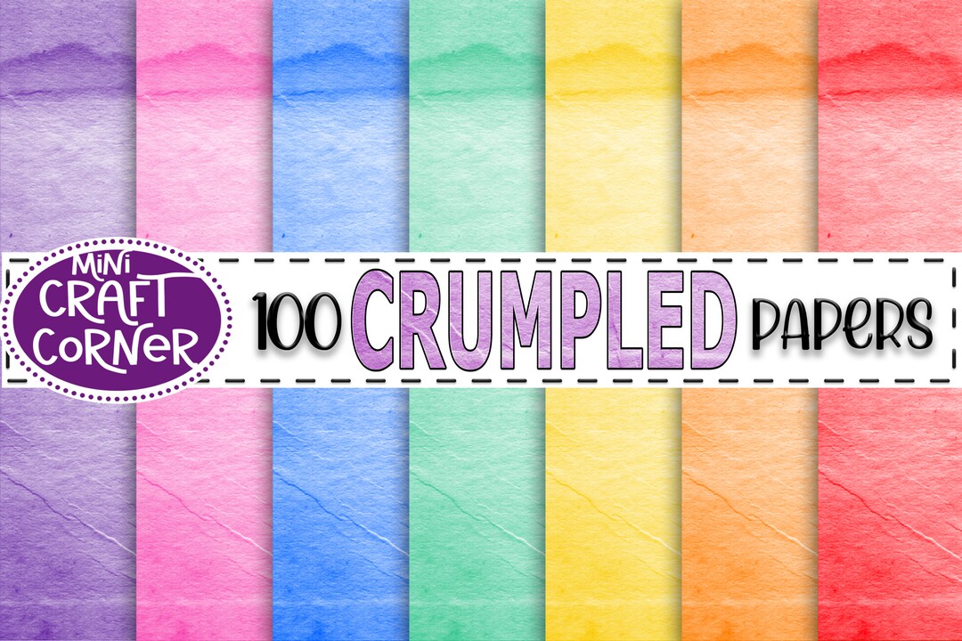 DIGITAL 100 Crinkled Papers / Watercolor Digital Paper / Colorful Paper ...