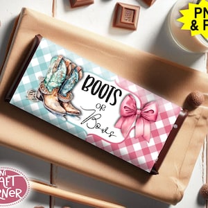 PDF* Boots or Bows Candy Bar Labels / Boots or Bows Party Decorations / Boots or Bows Gender Reveal / Boots and Bows / Gender Reveal