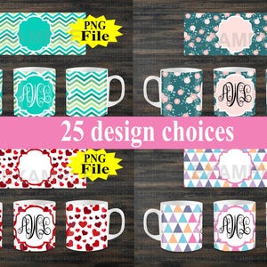 DIGITAL Monogram Mug Bundle Design Pack/ Sublimation Mug / Monogram Mug Design / Mug Designs / Sublimation Template / Mug Press Files