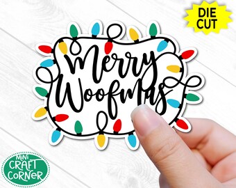 Merry Woofmas Scrapbook Embellishment, Dog Christmas Die Cut Title, Holiday Scrapbook Decor, Pet Memory Album Supplies