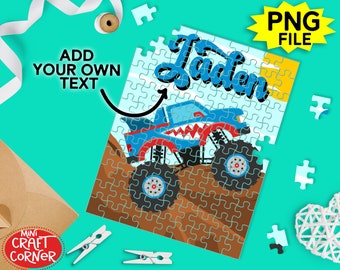 DIGITAL Sublimation Monster Truck Puzzle Design / Sublimation Puzzle PNG / Monster Truck Puzzle Sublimation / Sublimation PNG / Boy Puzzle