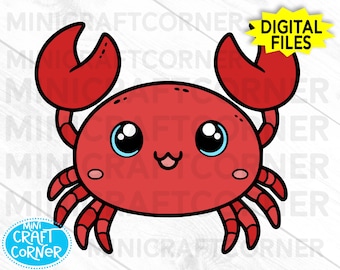 DIGITAL Crab Clipart / Crab PNG / Crab Illustration / Crab Art / Sea Animal Clipart / Ocean Animal PNG / Beach Clipart / Marine Life Clipart