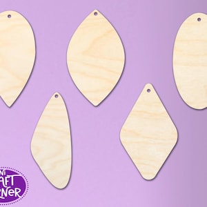 Wooden Earring Cutouts | Unfinished Wood Shapes for DIY Jewelry | Bulk Earring Blanks for Crafts, Painting & Laser Projects | Wood Jewelry