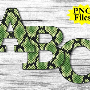 Letras digitais de impressão de pele de cobra / letras de cobra PNG / letras PNG / letras de cobra de sublimação / fonte de cobra / pele de cobra / fonte de sublimação