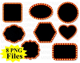 DIGITAL Marquee Shapes / Marquee Sign PNG / Frame PNG / Sublimation Shapes / Sublimation Frames /Marquee Letters / Marquee / Clipart