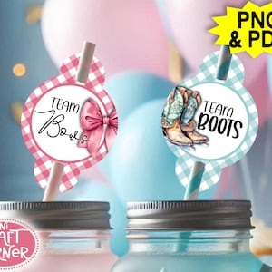 PDF* Boots or Bows Straw Toppers / Boots or Bows Party Decorations / Boots or Bows Gender Reveal / Boots and Bows / Gender Reveal
