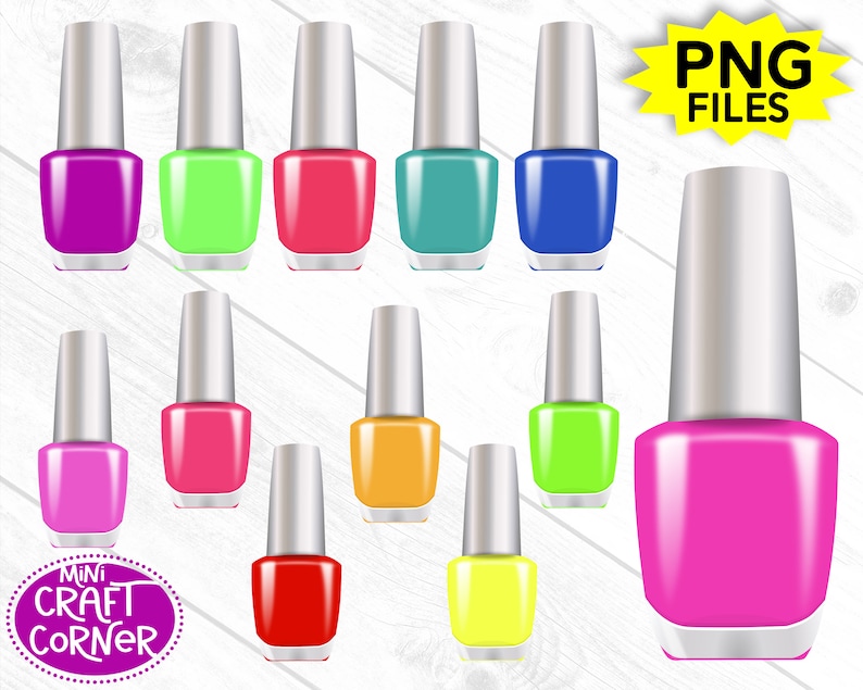 DIGITAL Nail Polish Clipart / Nail Clipart / Nail PNG / Makeup Clipart / Nail Polish PNG / Manicure Clipart / Nail Polish Clip Art image 1