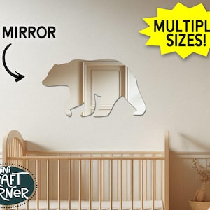 Bear Shaped Mirror – Woodland Nursery Wall Decor, Kids Room Mirror, Acrylic Animal Wall Art, Rustic Cabin or Forest Theme Accent