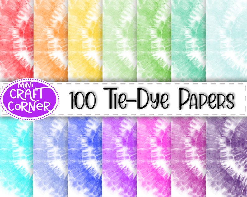 DIGITAL 100 Tie Dye Papers / Tie Dye Digital Paper / Colorful Etsy