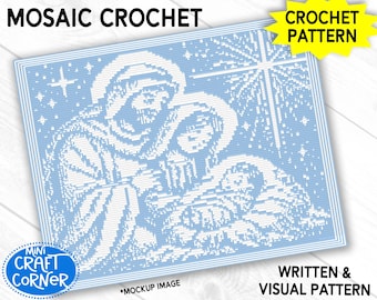 Mosaic Crochet Christmas Nativity Pattern | PDF Crochet Blanket Pattern, Holiday Baby Afghan, Modern Religious Crochet Design