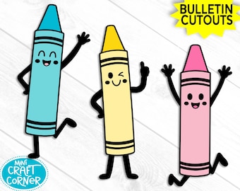 Crayon Die Cuts, Crayon Paper Cutouts for Crafts, Classroom Decorations, Bulletin Board Supplies, Teacher Craft Shapes