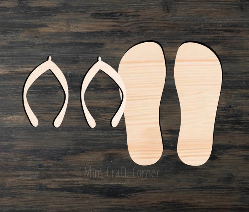 Flip Flops Wooden Cutout / Summer Sign / Summer Door Sign / Flip Flops Cutouts / Wooden Flip Flops / Flip Flop Shapes / Summer Cutout image 2