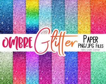 DIGITAL Ombre Glitter Papers / Digital Paper / Ombre Paper / Printable Paper / Ombre Design / Ombre Scrapbook Paper / Purple blue ombre /