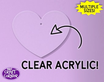 Clear Acrylic Heart Blank: DIY Keychain, Earring, Craft Supplies