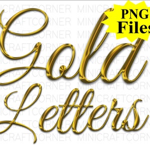 Letras douradas DIGITAL / Fonte extravagante PNG / Letras PNG / Fonte Png / Letras douradas extravagantes / Fonte de letras de casamento / Letras douradas / Letra cursiva