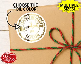 Personalized Express Delivery Foil Stickers, Custom Name Shipping Labels, Happy Mail Stickers, Packaging Envelope Seals, Christmas Stickers