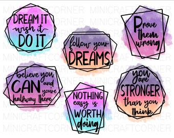 DIGITALE Sublimations Motivationszitat Bündel / Motivationswandkunst / Inspirierende Zitate / PNG Zitate / Inspirierendes Geschenk / Aquarell
