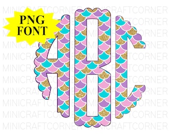 DIGITAL Mermaid Sublimation Monogram Letters / Monogram Letters PNG / Letters PNG / Sublimation Letters / Sublimation Font / Mermaid Letters