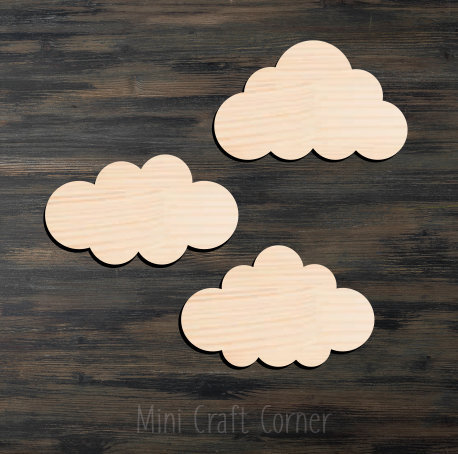 OLYCRAFT 200pcs Natural Dyed Wooden Cloud Cutouts - 22mm X 17mm DIY Craft Slices For Painting, Home Decor & Crafts
