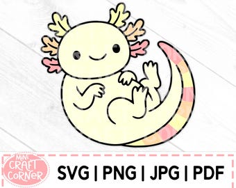 Pastel Axolotl Svg Bundle, Axolotl Png Files, Cute Axolotl Clipart, Pdf Jpg Digital Download, Kawaii Animal Designs, Rainbow Axolotl