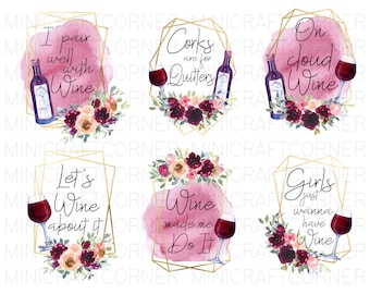 DIGITAL Sublimation Wine Quote Bundle / Wine Wall Art / Funny Wine Quotes / PNG Quotes / Inspirational Gifts / Mug / Wine Lover / Mom shirt