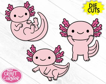Axolotl Die Cuts, Axolotl Paper Cutouts for Crafts, Cute Animal Decorations, Bulletin Board Decor, Kids Craft Supplies