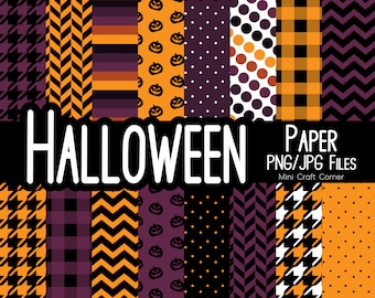 DIGITALT Halloween-papper / Digitalt Halloween-papper / Färgglatt julpapper / Halloween-papper / Scrapbook-papper / Halloween-bakgrunder