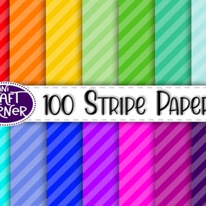 DIGITAL 100 Stripe Papers / Stripe Digital Paper / Colorful Stripes Paper / 100 Stripes Papers / Rainbow Stripe Digital Paper / Scrapbook