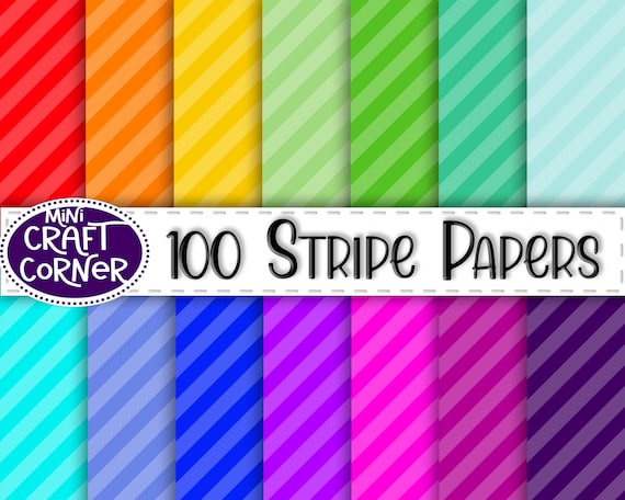 DIGITAL 100 Stripe Papers / Stripe Digital Paper / Colorful Stripes Paper / 100 Stripes Papers / Rainbow Stripe Digital Paper / Scrapbook