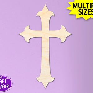 Wooden Cross Cutout | Unfinished Wood Cross for Crafts | DIY Church Decor | Blank Wood Cross for Painting or Wall Art |  Christening Cross