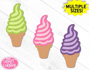 Soft Serve Ice Cream Die Cuts, Ice Cream Paper Cutouts for Crafts, Summer Party Decorations, Bulletin Board Decor, Sweet Treat