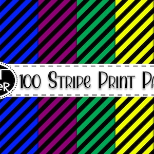 DIGITAL 100 Stripe Papers / Stripe Digital Paper / Colorful Stripes Paper / 100 Stripes Papers / Rainbow Stripe Digital Paper / Scrapbook