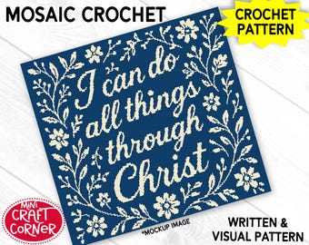 I Can Do All Things Through Christ Mosaic Crochet Pattern PDF | Scripture Crochet Blanket, Overlay Mosaic Crochet Design | Mosaic Crochet