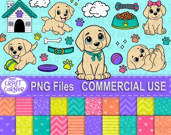 DIGITAL Yellow Lab Clipart / Dog Clipart Set / Puppy Clipart / Puppy Party / Dog Party Clipart / Dog PNG / Puppy PNG / Puppy Art / Dog Decor